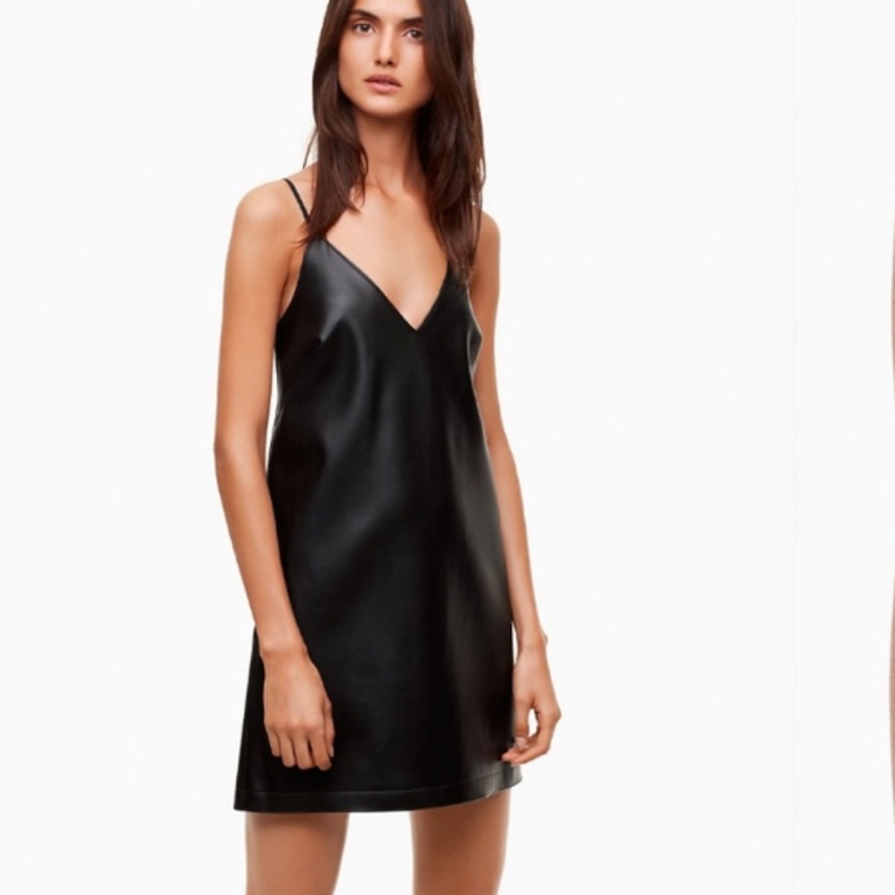 Aritzia Talula faux leather slip mini dress
